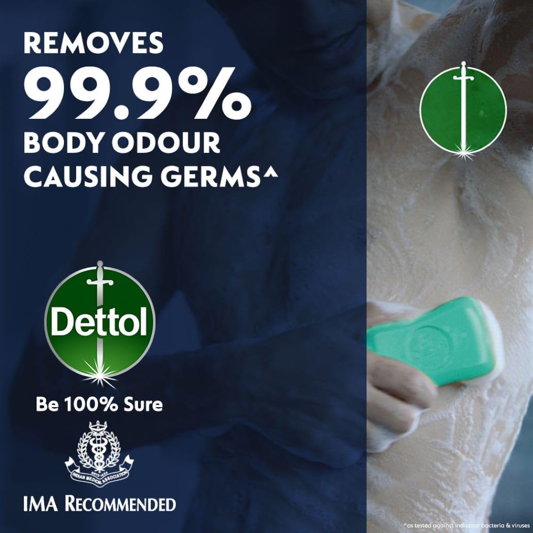 Dettol Cologne Fresh Bathing Soap Bar with 100% better odour protection- 150g Pack of 8, (600gm)