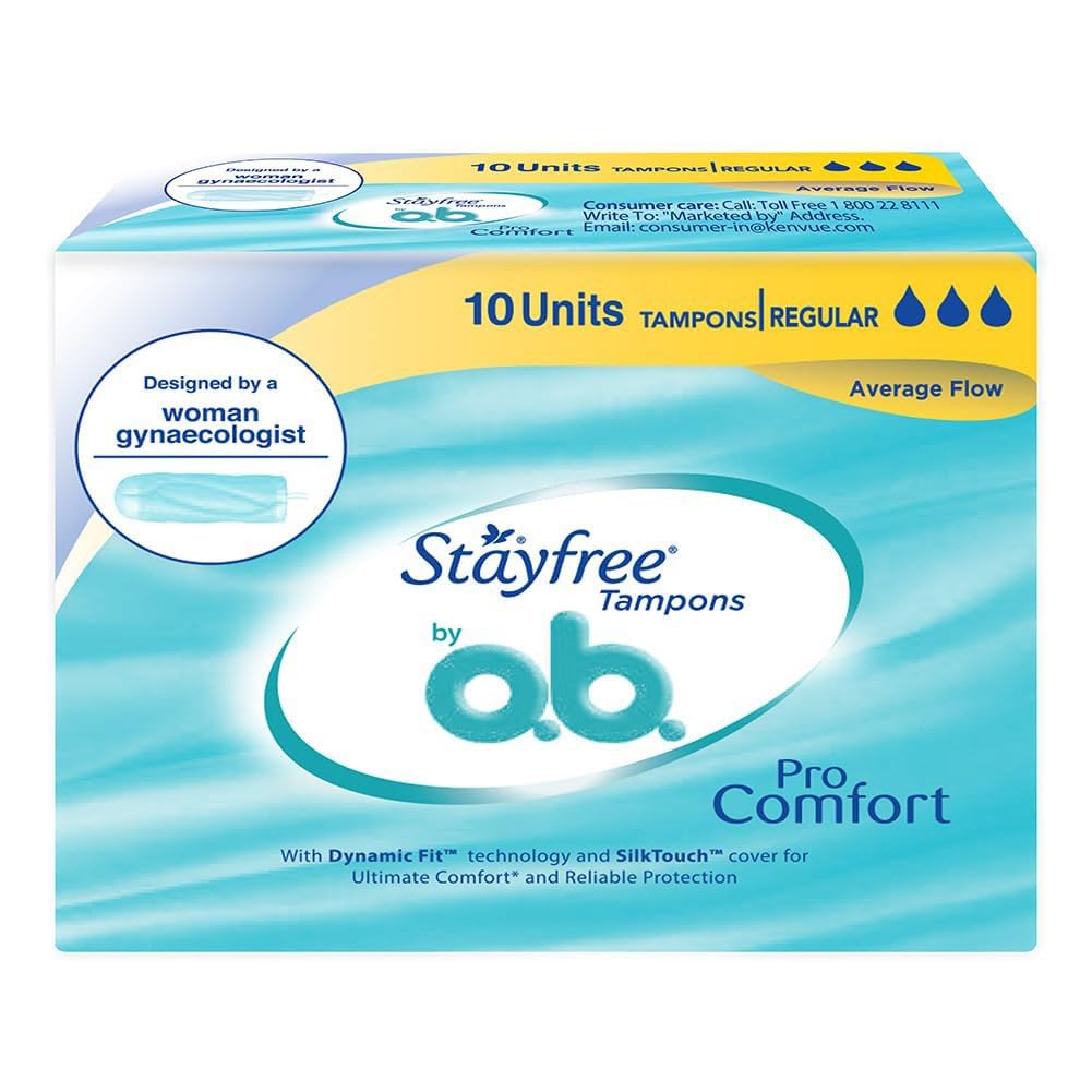 Stayfree Tampons by OB| Normal flow|10 piece| Dynamic Fit Technology| Rashfree| No skin irritation| Upto 100% leakage protection| Silk touch technology| Stain free