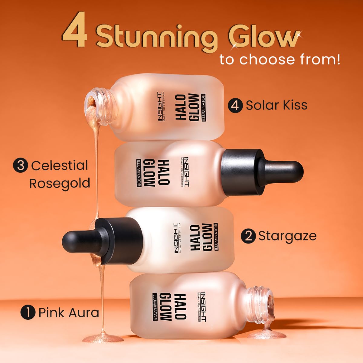 INSIGHT Halo Glow Illuminator - Pink Aura | Dewy, Radiant Finish | Liquid Highlighter | Lightweight, Buildable & Long-Lasting | Multi-Use - 20g