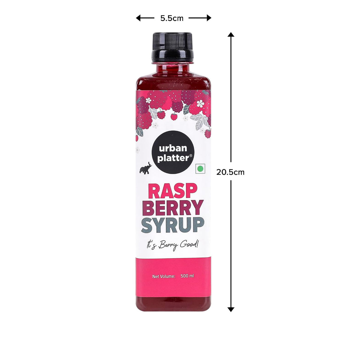Urban Platter Raspberry Syrup, 500ml / 17fl.oz [Plant-Based, Thick, Real Fruits]