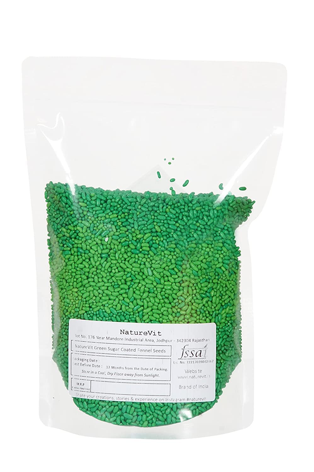 NatureVit Sugar Coated Green Saunf 400 Gram | Refreshing After-Meal Mouth Freshener | Traditional Mukhwas with Sweet Fennel Seeds | Ideal for Digestion & Fresh Breath