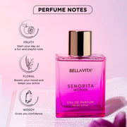 Bella Vita Luxury Women Senorita Eau De Parfum Liquid Perfume With Yuzu, Lotus, Magnolia & Musk |Fresh & Fruity Long Lasting Edp Frgarance Scent, 100 Ml
