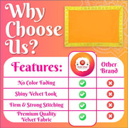 Bhakti Lehar Orange Velvet Pooja Cloth | Aasan for God Idol Sitting, Mandir Shelf, Puja Chowki Table and Home Temple Decoration - Pack of 4 (9 x 13 Inch)