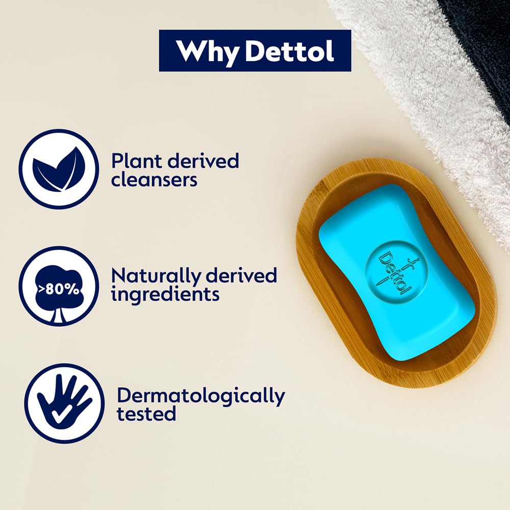 Dettol Cologne Fresh Bathing Soap Bar with 12hr Freshness 150g Pack of 4, (600gm)