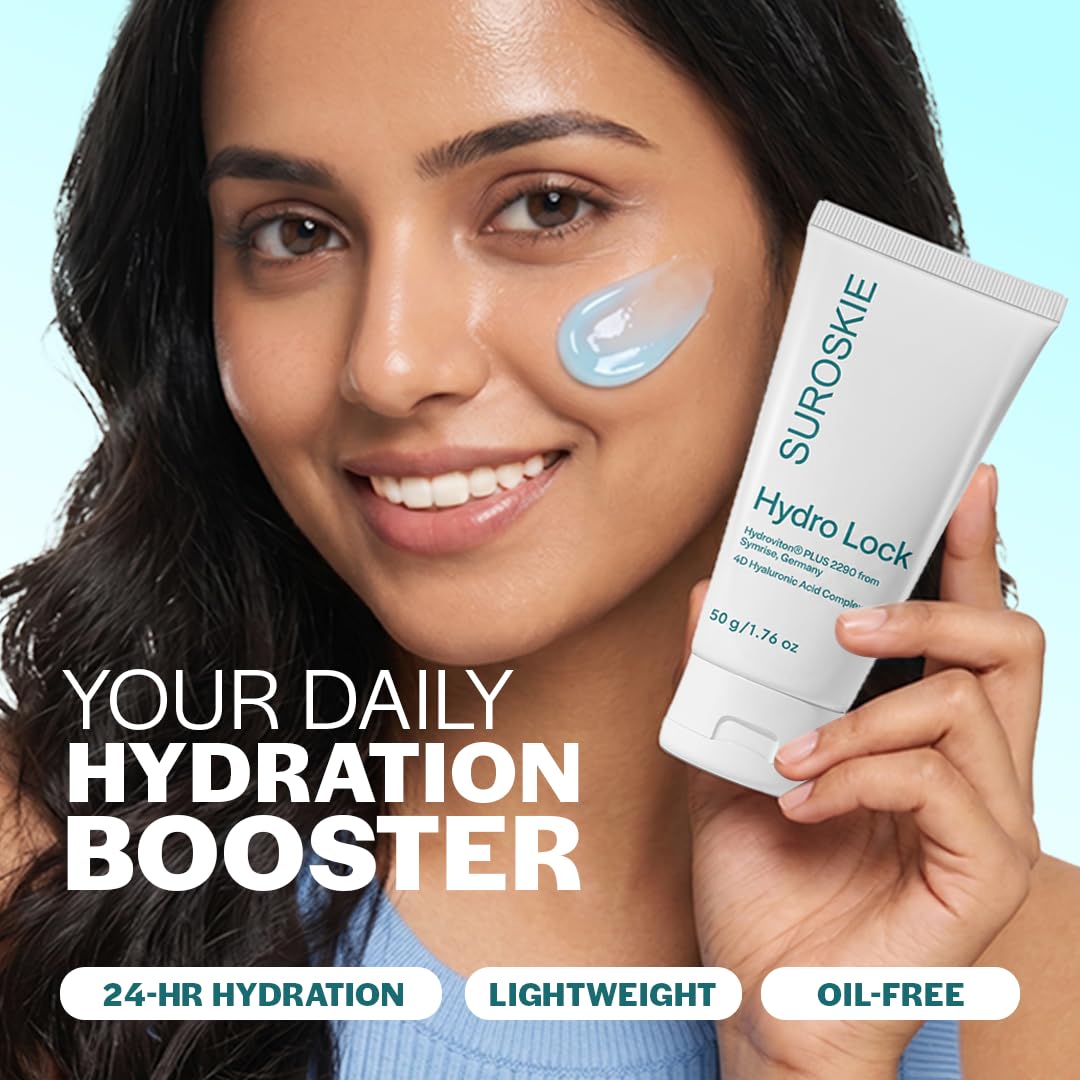 Suroskie Hydro Lock 4D Hyaluronic Acid Moisturizer for Face, 24 Hour Hydration Gel Cream with Aloe Vera & Allantoin, Lightweight Non-Sticky Oil-Free Face Moisturizer, All Skin Types