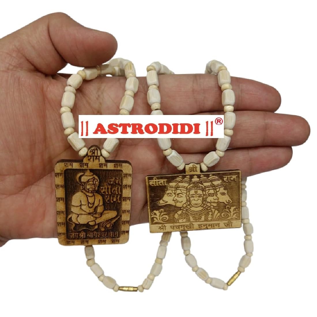 ASTRODIDI Jai Shri Bageshwar Dham and Panchmukhi Hanuman Ji Locket Tulsi Mala | Handmade Jai Sita Ram Original Tulasi Kanthi Mala for Man and Women (2 PCS COMBO)