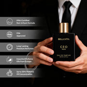 Bella Vita Luxury CEO Man | Long Lasting EDP 100ml | with Lemon, Lavender, Tonka, Mandarin & Vetiver | Premium Fragrance Perfume for Men | Ideal for Every Moment