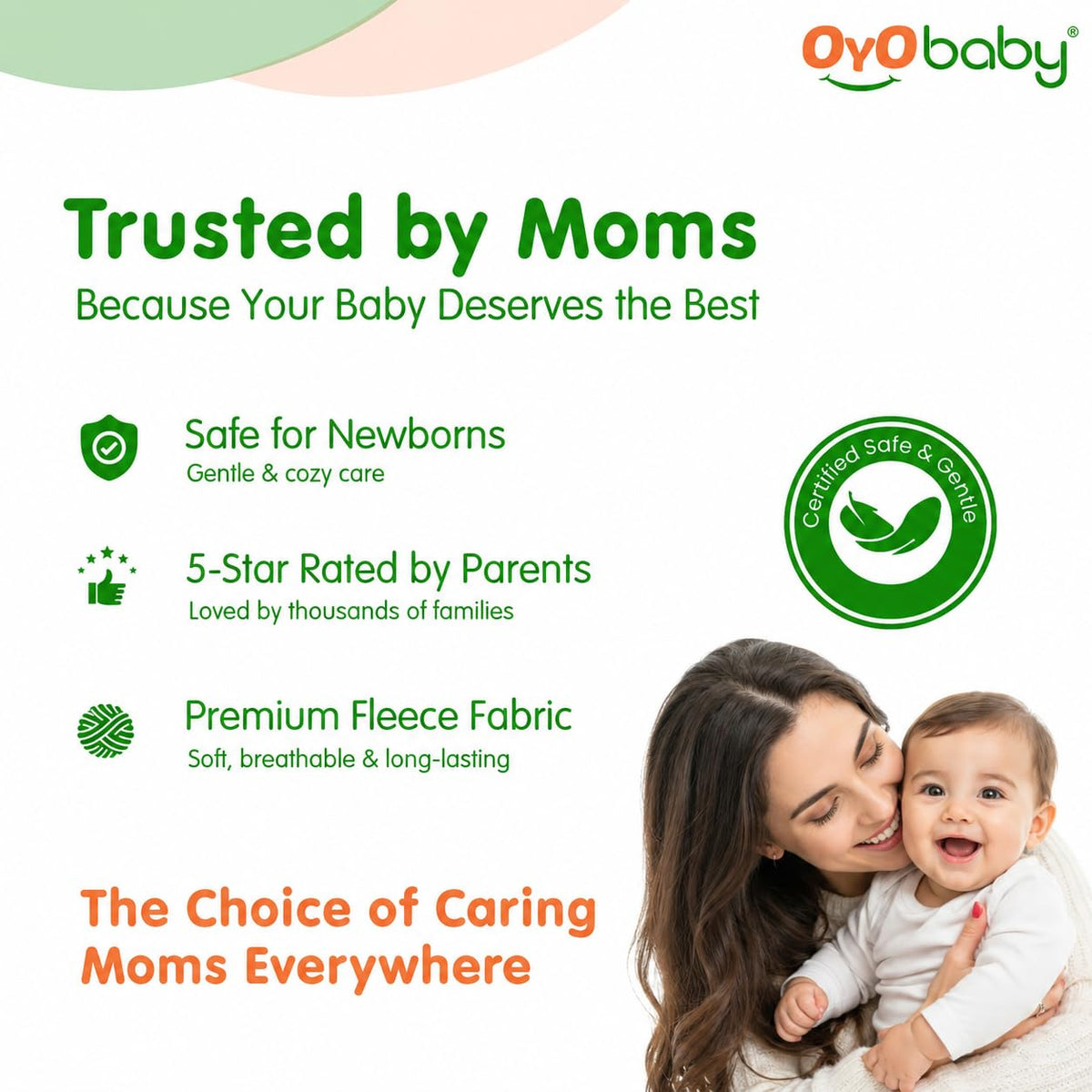 OYO BABY Hooded Swaddle Blanket for Newborns | Super Soft Flannel Wearable Sleeping Bag Wrap | Warm, Cozy & Breathable | Easy Wrap Design | 0–6 Months (72x68 cm) | Unicorn Blue