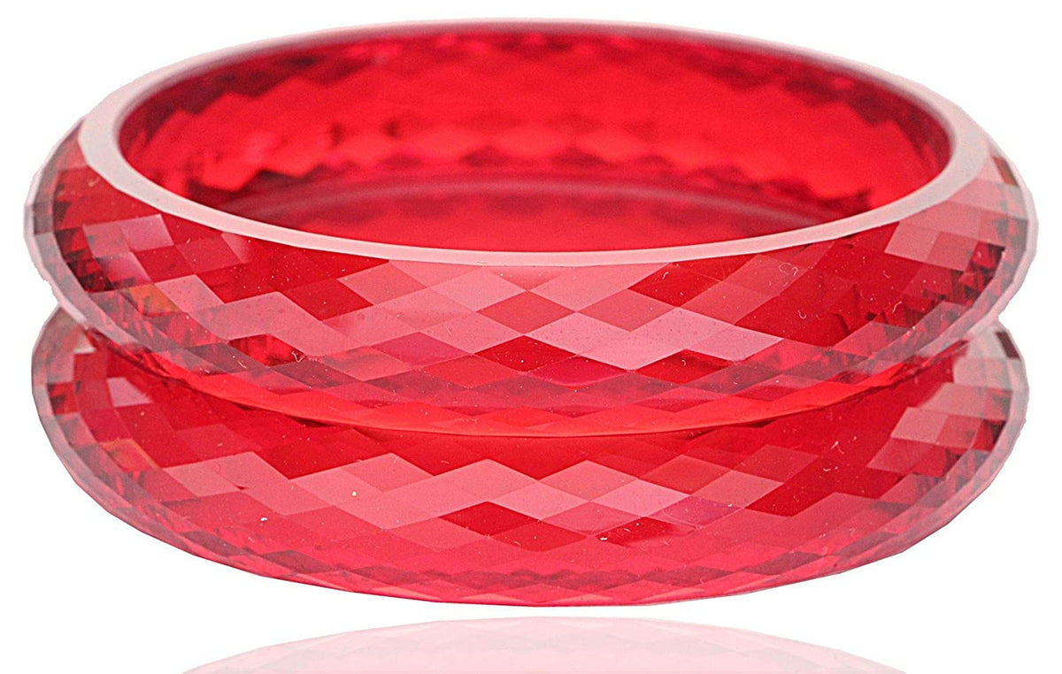 NMII Acrylic (Plastic) with Diamond Cut Pattern Glossy Finished Kada Set For Women and Girls