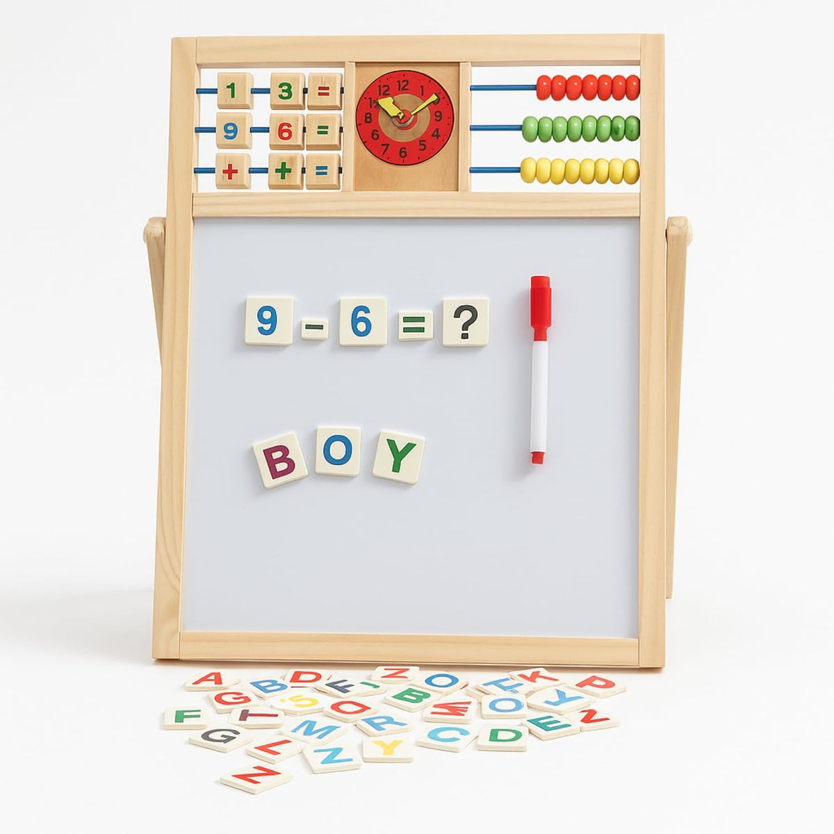 Toy Imagine Wooden 2 in 1 White Board & Black Board for Kids