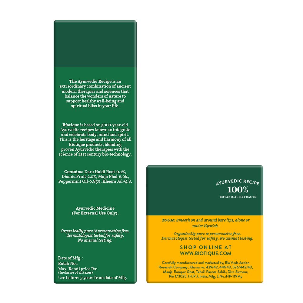 Biotique Bio Fruit Whitening Lip Balm, 12g and Biotique Bio Cucumber Pore Tightening Toner, 120ml (Pack of 2)