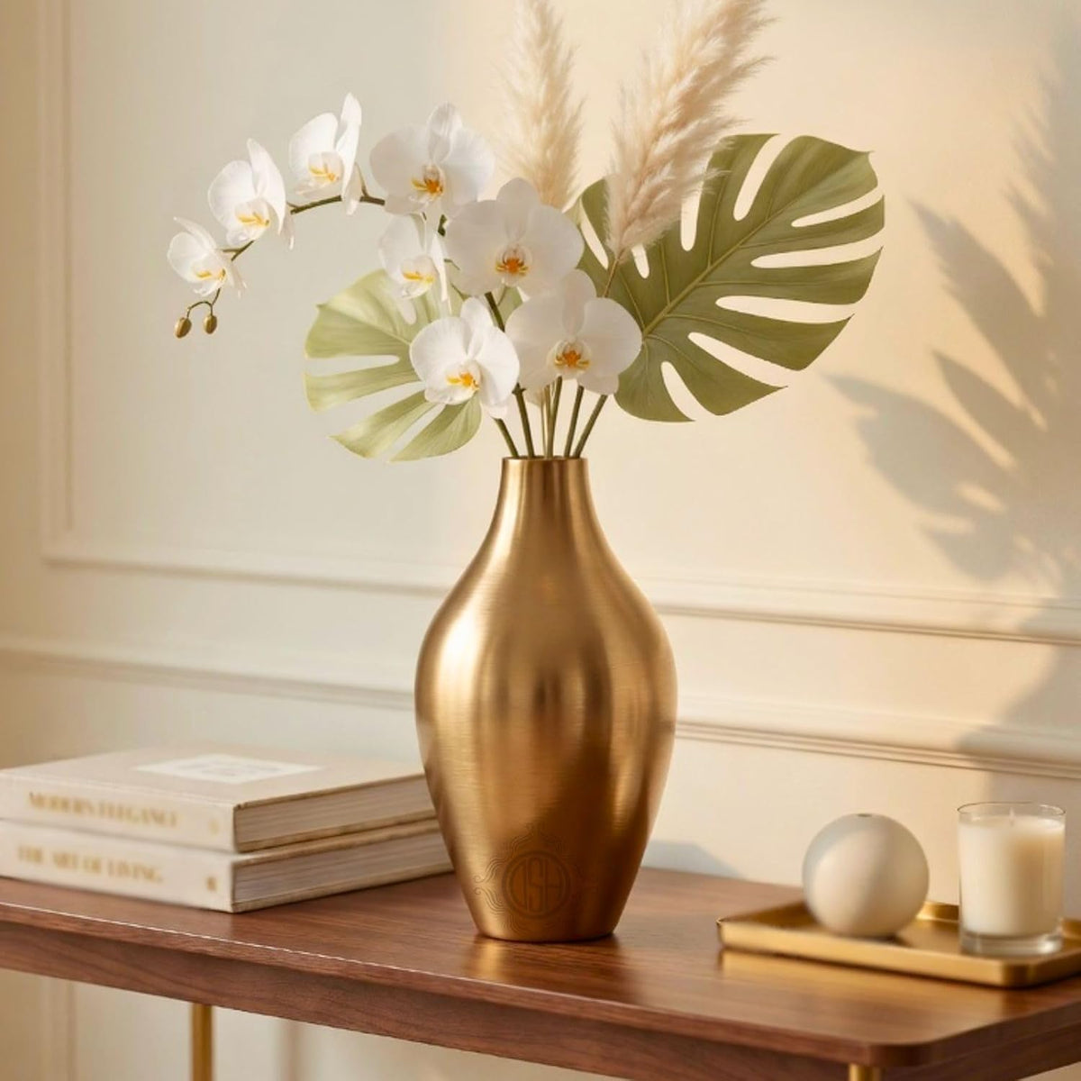DSH Metal Flower Vase for Home Decor Living Room Kitchen Office (9 Inch) Metal Table Decorative Flower Pot