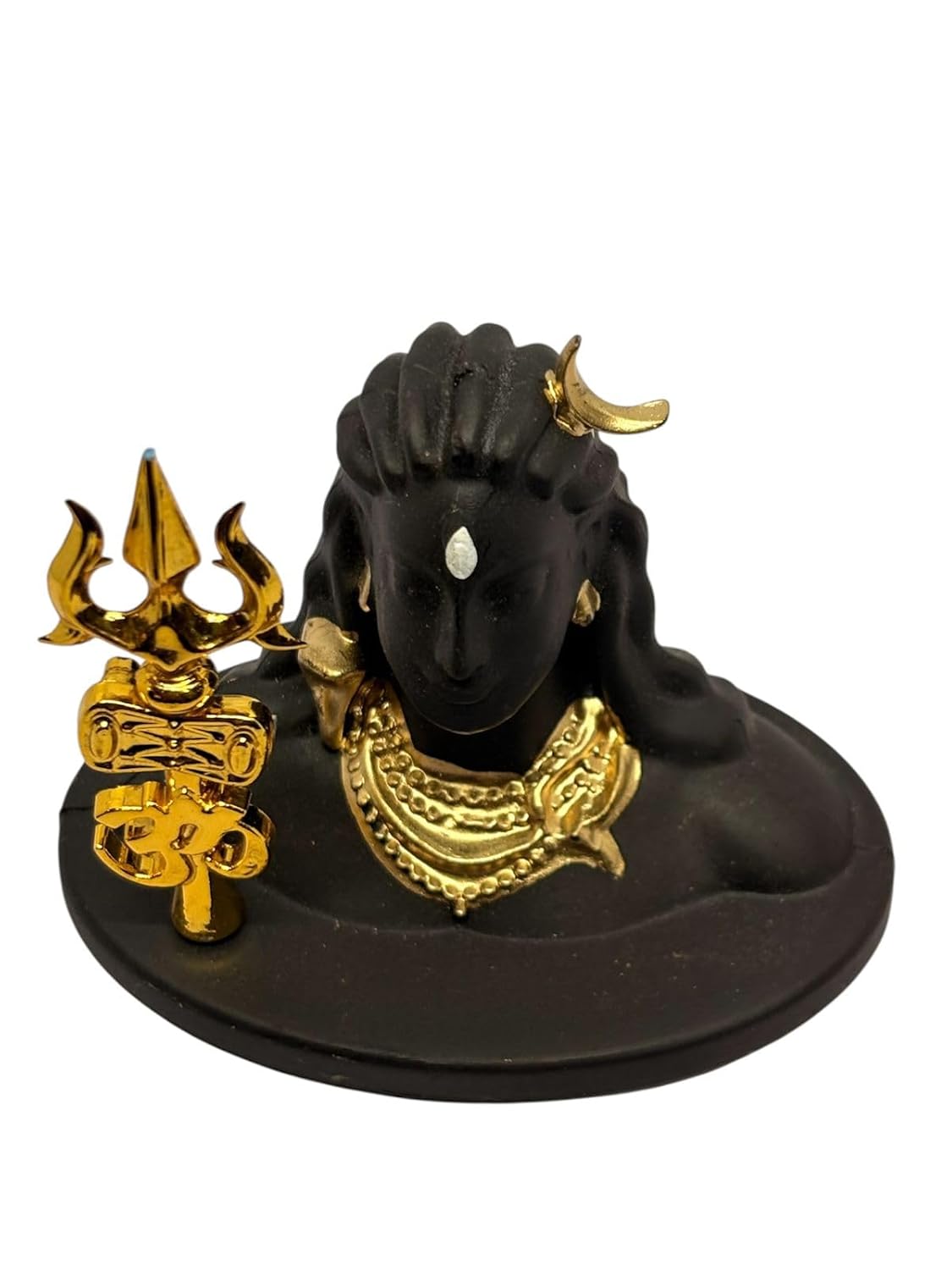RUDRADIVINE Adiyogi Lord Shiva Car Dashboard Idol Black with Golden Accents | Premium HQ Plastic PLA Statue for Car Interior Home Office Decor | Spiritual Gift Item Small