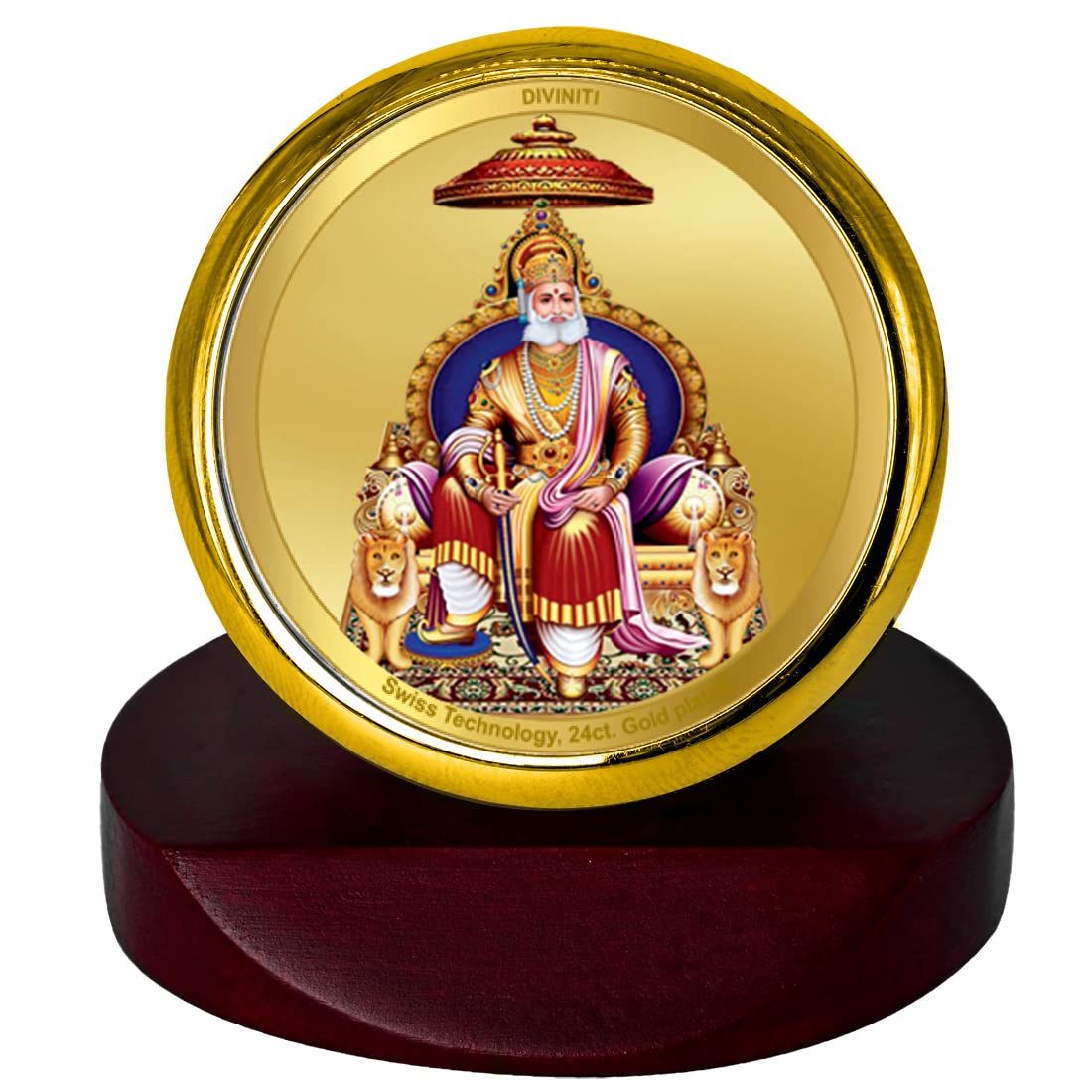 DIVINITI 24K Gold Plated Religious Car Dashboard Frame | Premium God Idol Frame for Car, Home Mandir & Office Table | Spiritual Gift, Decorative Showpiece | Agrasen Maharaj