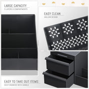 E-COSMOS Large Capacity Cosmetic Storage Box Makeup Drawer Organizer Jewelry Nail Polish Makeup Container Desktop Sundries Storage Box, Plastic (Black)