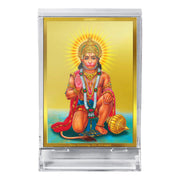 DIVINITI 24K Gold Plated Religious Car Dashboard Frame | Premium God Idol Frame for Car, Home Mandir & Office Table | Spiritual Gift, Decorative Showpiece | Hanuman Ji