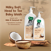 Mother Sparsh Milky Soft Head to Toe Baby Wash -200ml with Milk Protein & Shea Butter | Tear Free 2 in 1 Natural Body Wash & Shampoo for Babies