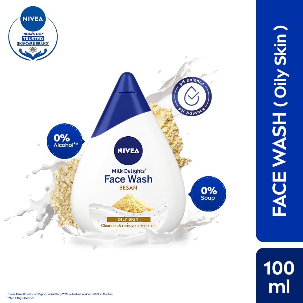 NIVEA Milk Delights Face Wash Fine Gramflour For Oily Skin 100ml, 100 ml