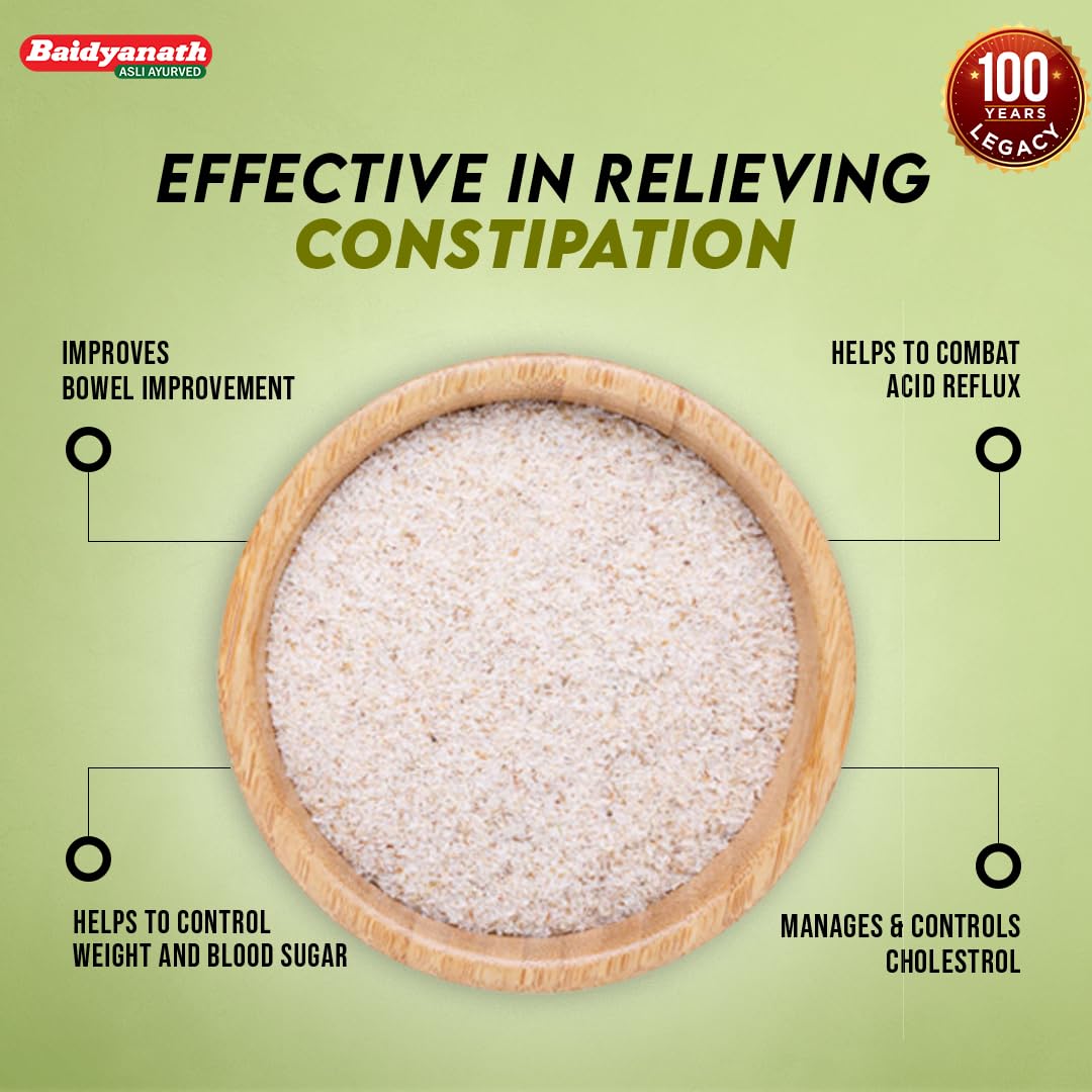 Baidyanath Asli Ayurved Isabgol - Psyllium Husk Powder - 200Grams | Effectively Relieves Constipation | Fibre Supplement For Digestion