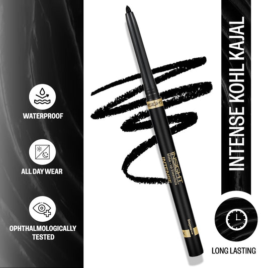 INSIGHT Intense Kohl Kajal (Black) 20g – Creamy Texture, Single Stroke Application, Quick-Drying & Waterproof for All-Day Comfortable Wear