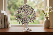 KridayKraft Metal Kalpavriksha Tree for Home Decor - Golden Wish Fulfilling Tree Metal Showpiece for Temple, Vastu, Office Table & Gifting Banyan (No 0 Silver)