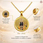 Diviniti 24K Gold Plated Ram Lalla & Jai Shree Ram Pendant For Men, Women & Kids 18 MM Double Sided Stylish Pendant Necklace For Girls Divine God Pendant For Birthday Gift, Anniversary Gift