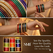 NMII Glass with Plain and Glossy Finished Bangle Set For Women and Girls
