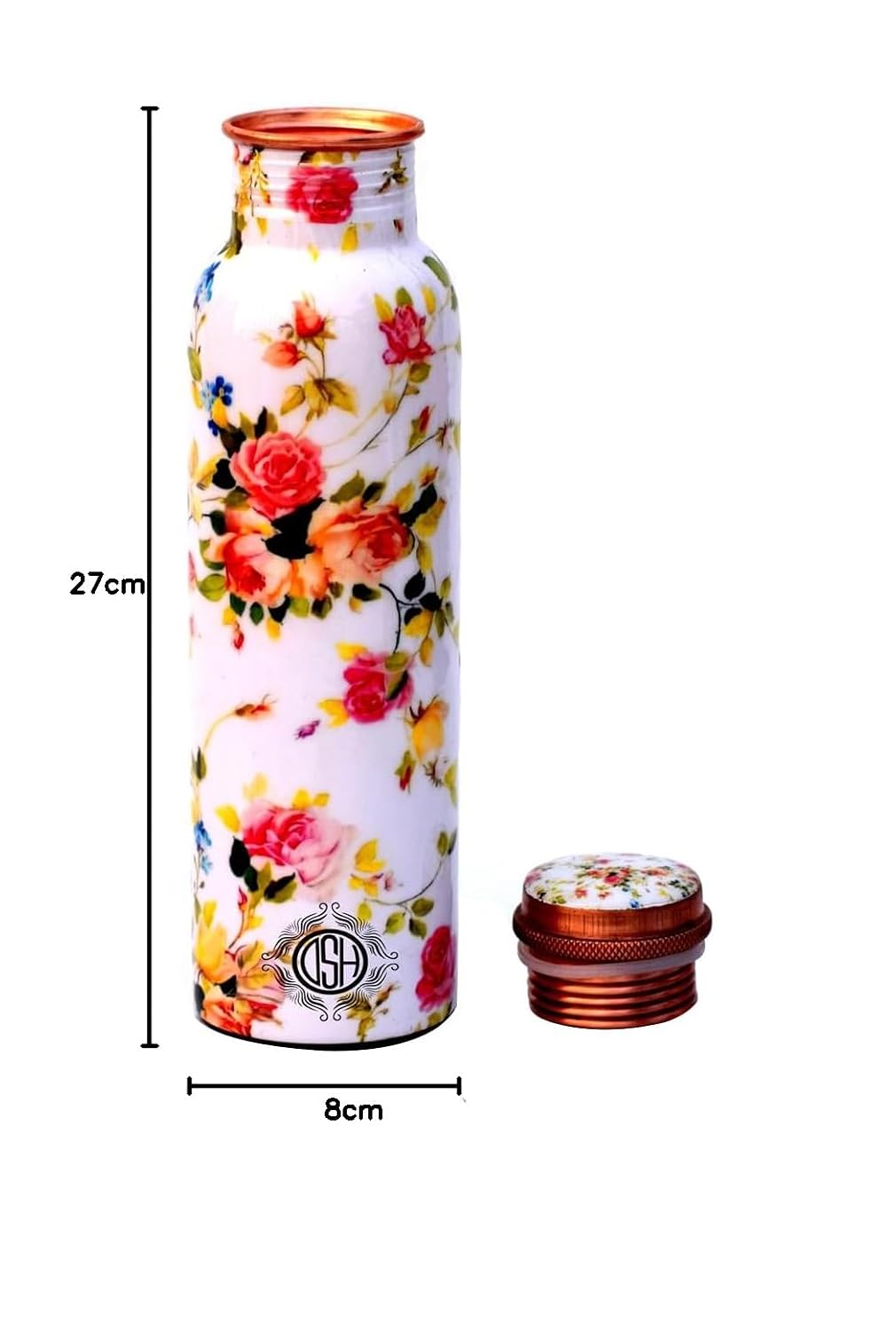 DSH Copper Bottles for 1 Litre Printed with Art Work, Travelling Purpose Bottles, Yoga Ayurveda Healing, 1000 ML (Design SM 14)