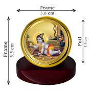 DIVINITI Laddu Gopal Photo Frame for Car Dashboard, Car Idol, Table Decor|MCF 1C Gold Frame with 24K Gold Plated Foil|Religious Frame For Pooja, Prayer and Gift (5.5X5.0 CM)