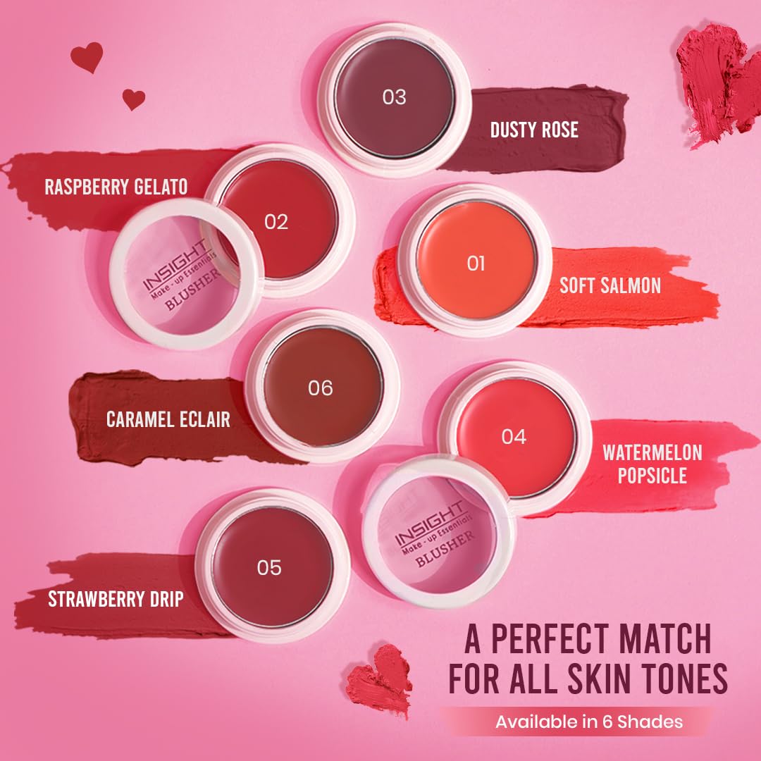 INSIGHT Blusher | Blendable Formula | Natural Dewy Finish | Creamy Matte Texture | Multiuse | Highly Pigmented |Infused With Vitamin E| Watermelon Popsicle-3.5g (Pack of 2)