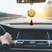 Diviniti 24K Gold Plated Double Sided Sai Baba and OM Car Hanging Sai Baba Dangler Interior Decor Luxurious Gold Plated Hangings Divine Car Accessories for Positive Energy Protection