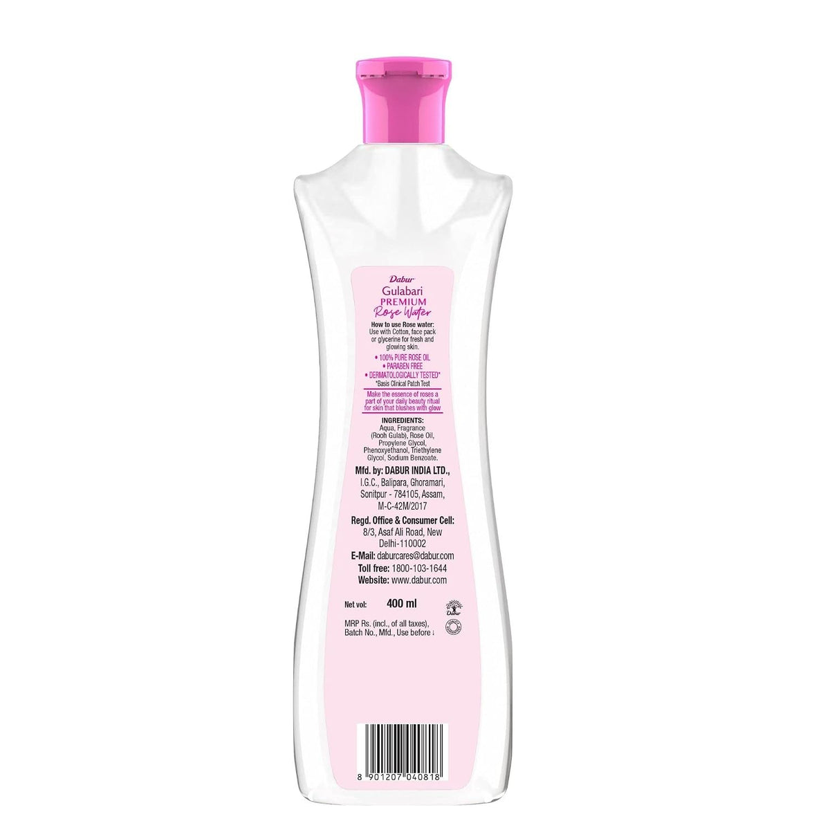 Dabur Gulabari Premium Rose Water/Face Toner - 400mlx2 | No Paraben | Alcohol Free | Cleanses, Hydrates & Moisturises Skin | Balances & Restores Skin's pH Levels | For All Skin Types