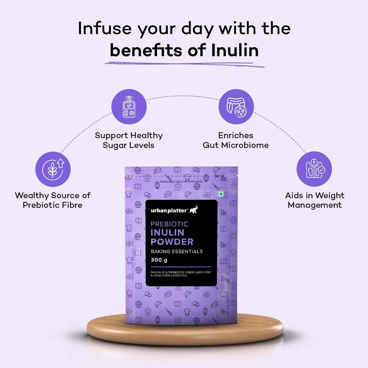 Urban Platter Inulin Powder, 300g (Fructo-Oligosaccharides | FOS | Prebiotic & Rich in Soluble Dietary fibre | Supports Gut Health)