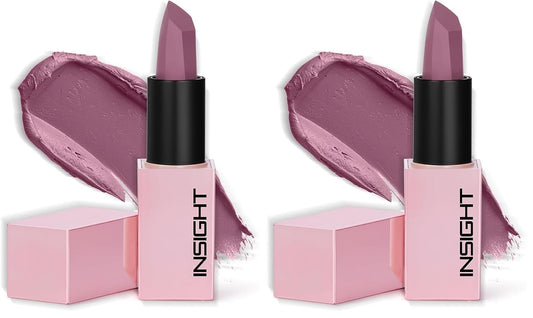 INSIGHT Prime Matte Lipstick - 3.8g |Satin Matte Finish |All day Comfort Wear | Infused with Hyaluronic Acid & Rosehip Oil |(IRISH COFFEE) (Pack of 2)
