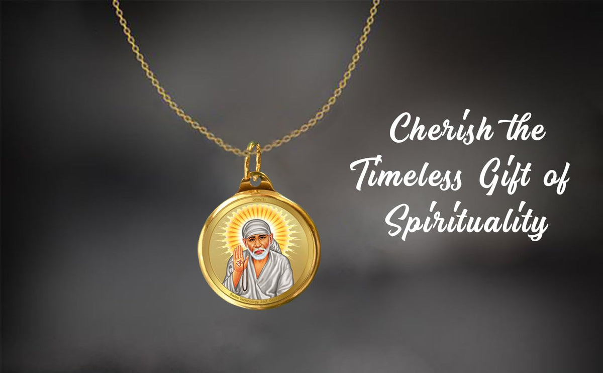 DIVINITI 24K Gold Plated Double-Sided Religious Pendant with Premium Gift Box, Spiritual Locket for Men & Women, Devotional Jewellery for Gifting & Everyday Wear | Sai Baba & Om