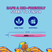 Fevicryl YUDU Brush Pens | Set of 14 Colours | Water-Based, Quick-Drying & Washable | Flexible tip for Calligraphy & Journalling | Ergonomic Design for Kids | Ideal Gift for Kids