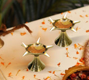 DSH Decorative Brass Diya with Stand Akhand Diya for Puja Room, Home, Office, Festive Decor and Gift for Diwali.