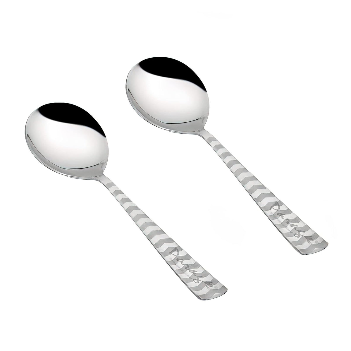 Parage 2 Pieces Stainless Steel Serving Spoon, Big Spoons Set, Silver, Arrow Design Cutlery, 21 cm