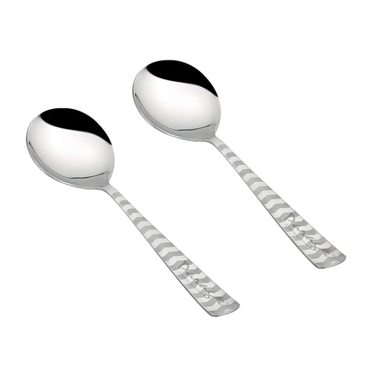 Parage 2 Pieces Stainless Steel Serving Spoon, Big Spoons Set, Silver, Arrow Design Cutlery, 21 cm