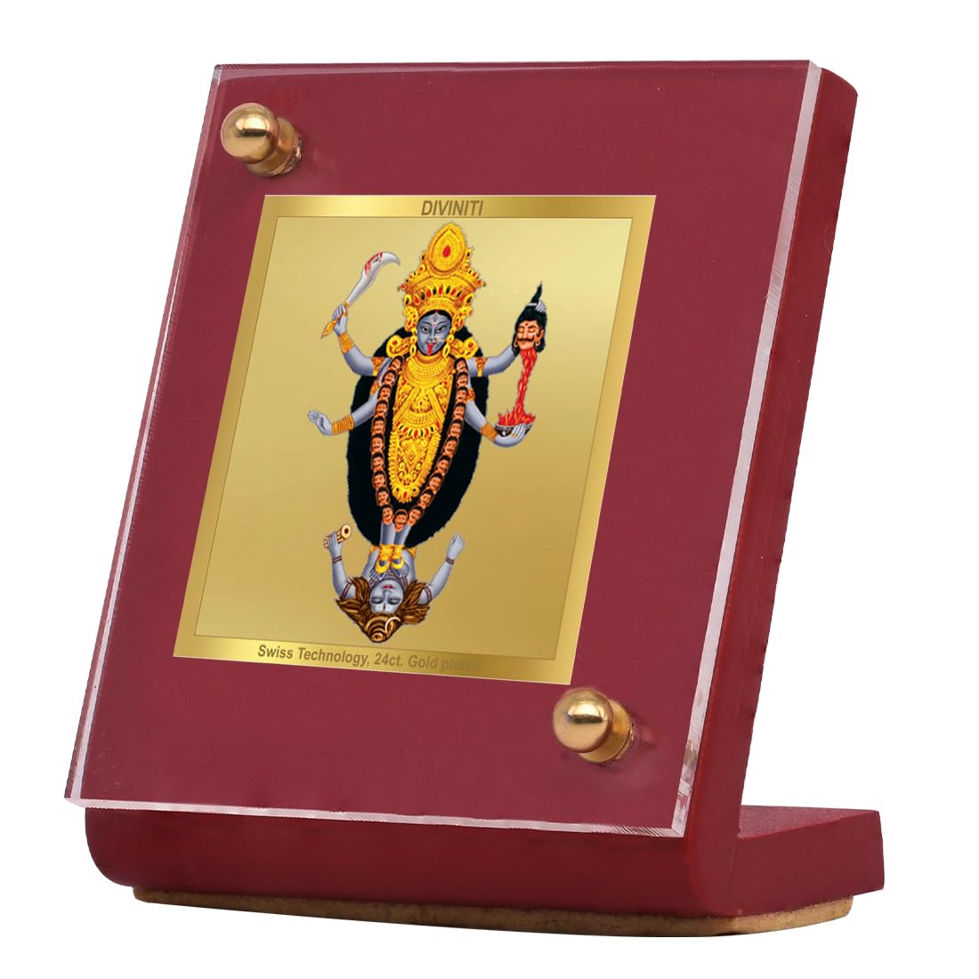 DIVINITI 24K Gold Plated Religious Car Dashboard Frame | Premium God Idol Frame for Car, Home Mandir & Office Table | Spiritual Gift, Decorative Showpiece | Kali