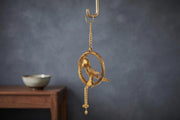 KridayKraft Decorative Metal Parrot Wall Hanging – Golden Ring Design with Bells, Traditional Home Decor Item for Living Room, Entrance & Gift.