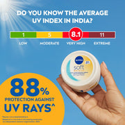 NIVEA Soft Daily SPF 15 Moisturizer | 88% UV Protection | Face & Body Cream for Healthy Glow in 5 Days | No White Cast | Vitamin E & Shea Butter | Lightweight, Quick Absorbing | 72H Hydration | 300ml