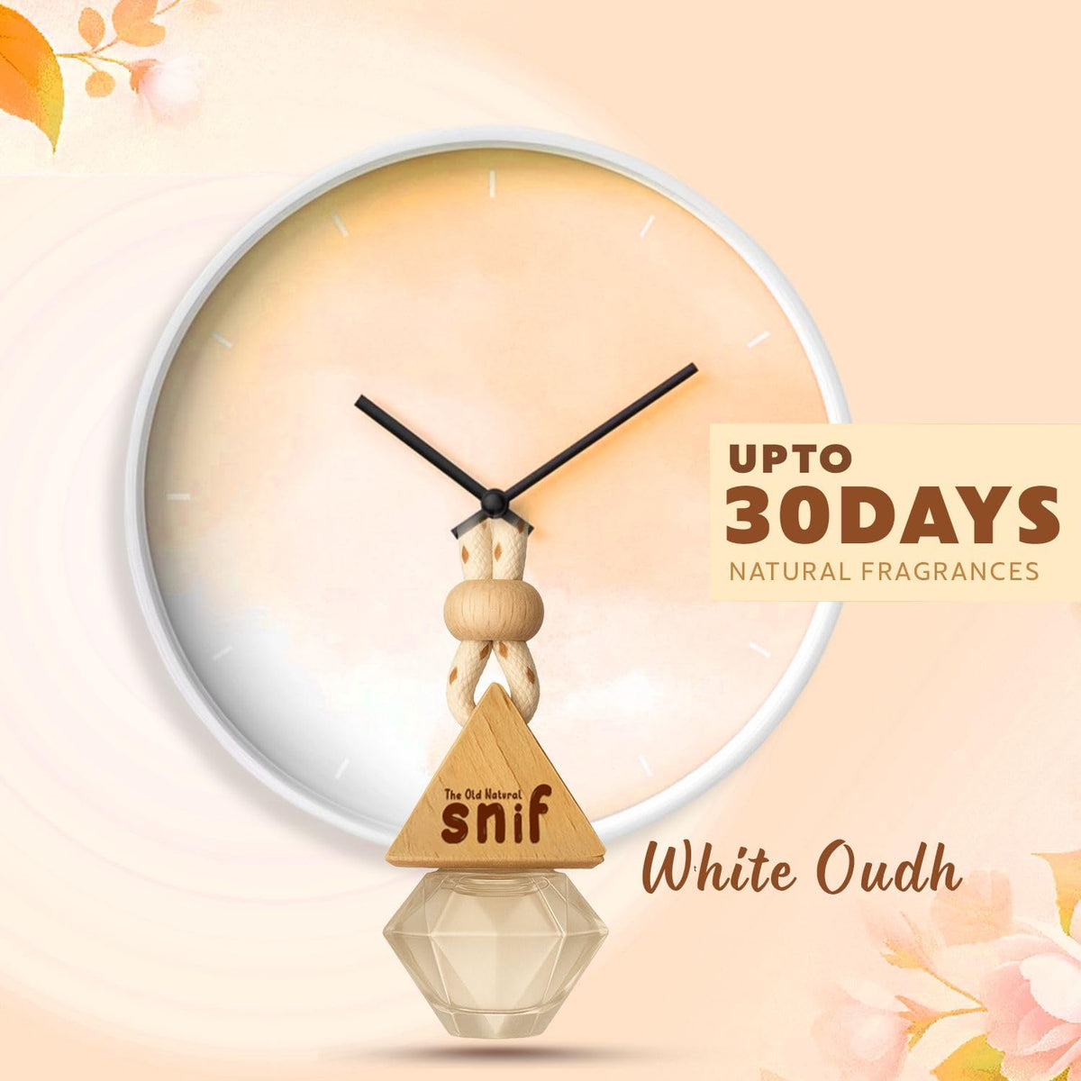 The Old Natural Snif Diamond Hanging Car Perfume|Car Air Freshener With Refill Pack (White Oudh 10 Ml + 15 Ml Refill Pack),Oil
