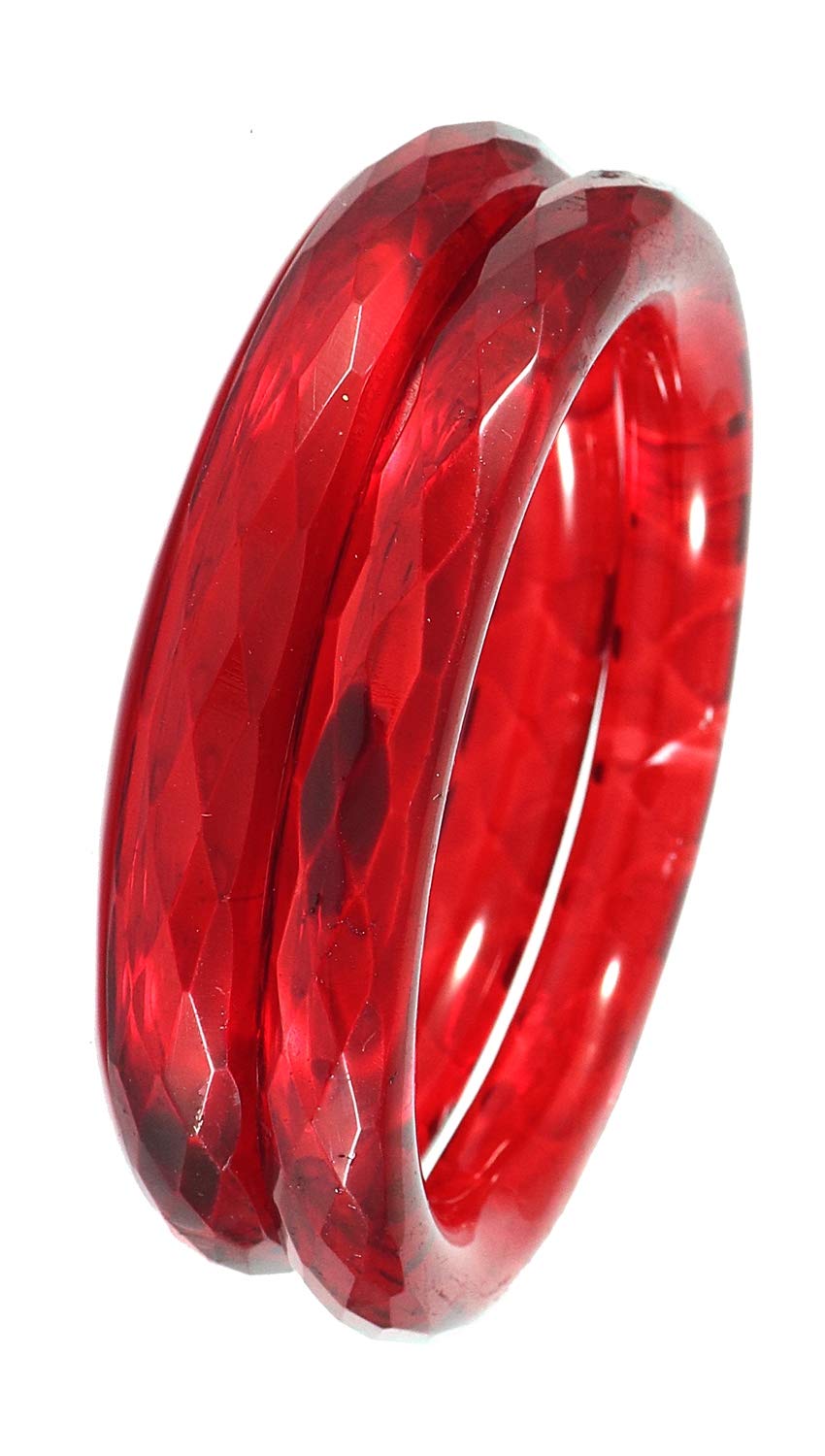 NMII Traditional Glass With Diamond Cutting Pattern Glossy Finished Stylish Kada Set For Women And Girls | Crystal Glass Kada Bangles Set For Wedding, Festive