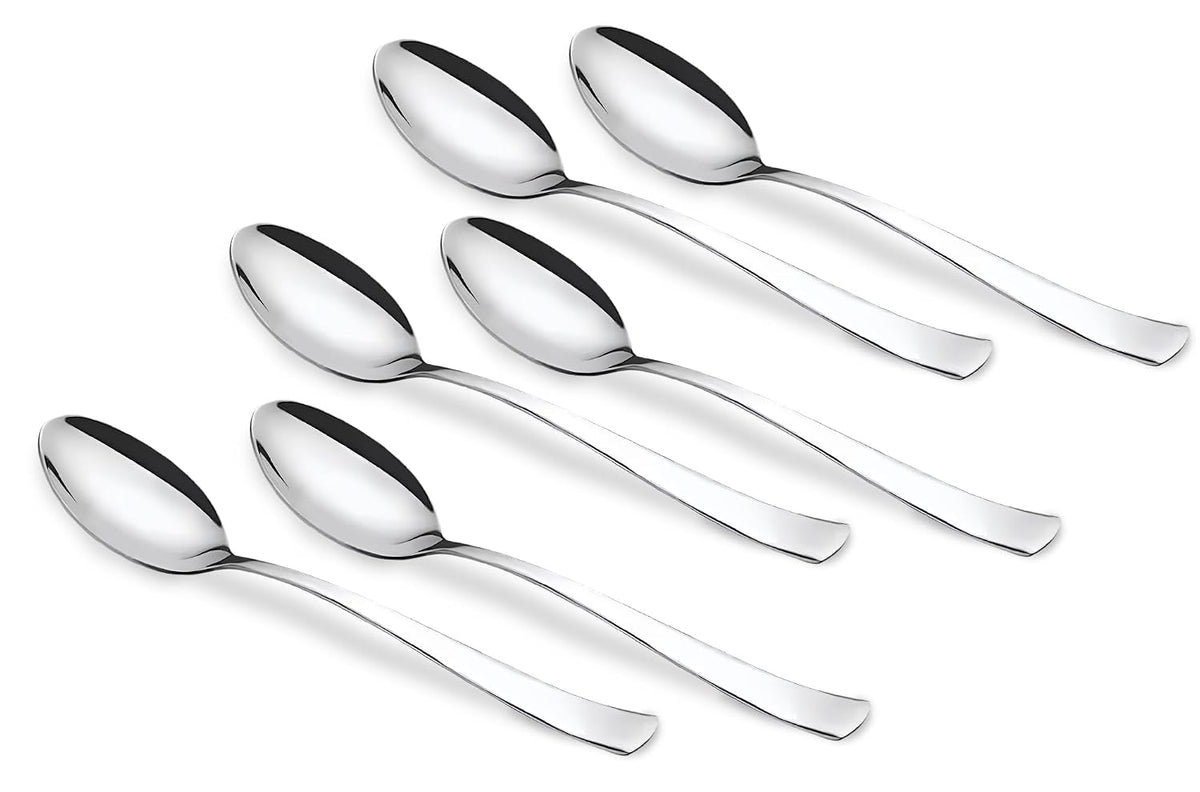 Parage 6 Pieces Stainless Steel Table Spoon Set for Home & Kitchen, 18.5 cm Long, Tea, Coffee, Sugar, Condiments & Spices, Dining Tableware Set, Silver