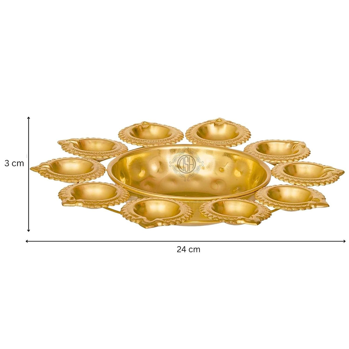 DSH Handcrafted Decorative Urli Bowl in Diya Shape – Perfect for Floating Flowers & Tea Light Candles for Home Decor Office,Table Centerpieces & Diwali Festivities.(10 Inch)
