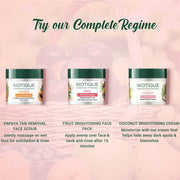 Biotique Fruit Brightening Depigmentation and Tan Removal Face Pack| Ayurvedic and Organically Pure| Tan Removal Face Pack for All Skin Types|100% Botanical Extracts| 75gm