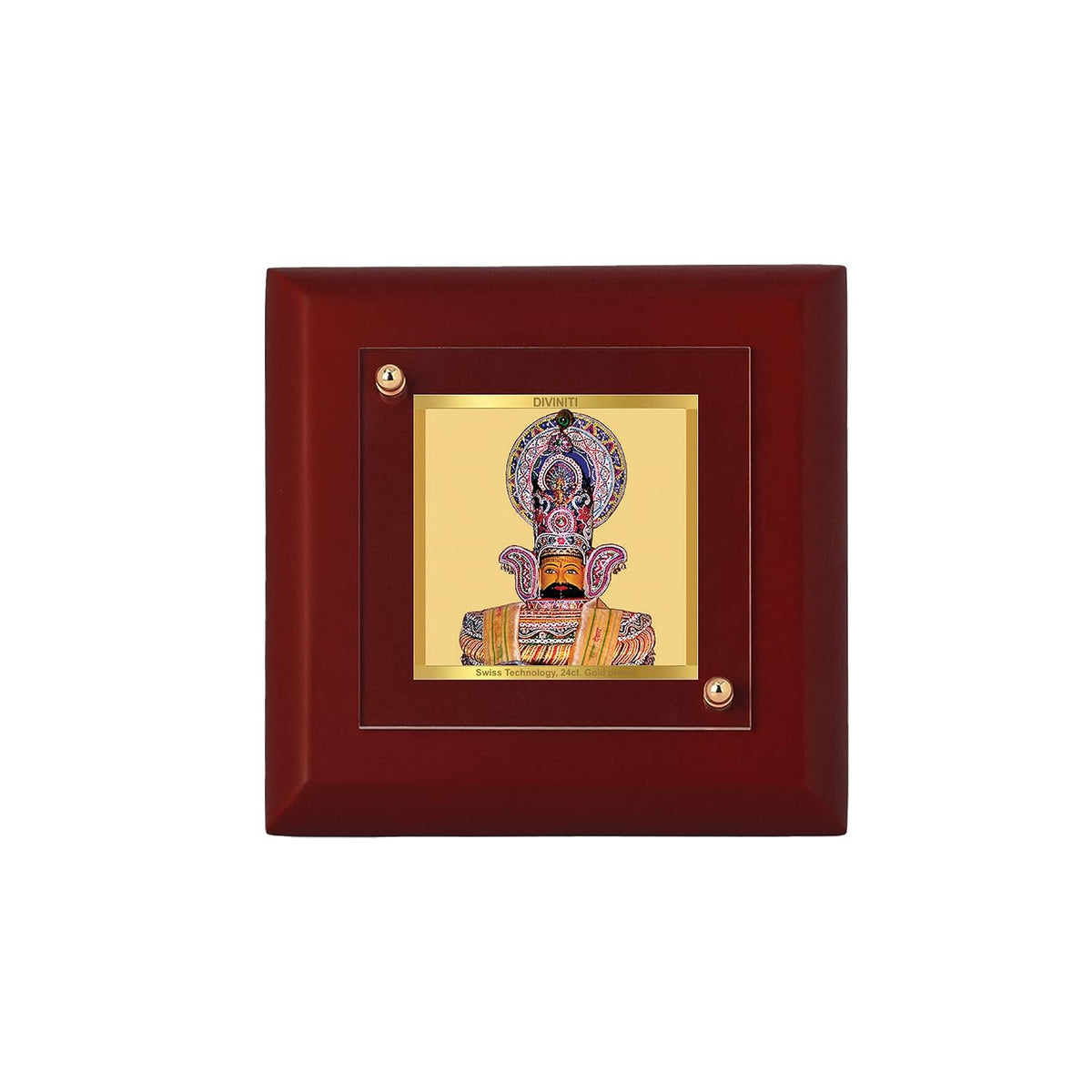 DIVINITI Khatu Shyam Ji 24K Gold Plated MDF Photo Frame|Premium Religious Table Top Frame for Home, Office & Prayer Room|Luxury Spiritual Gift Item for Housewarming, Festive Gifting|10 x 10 CM
