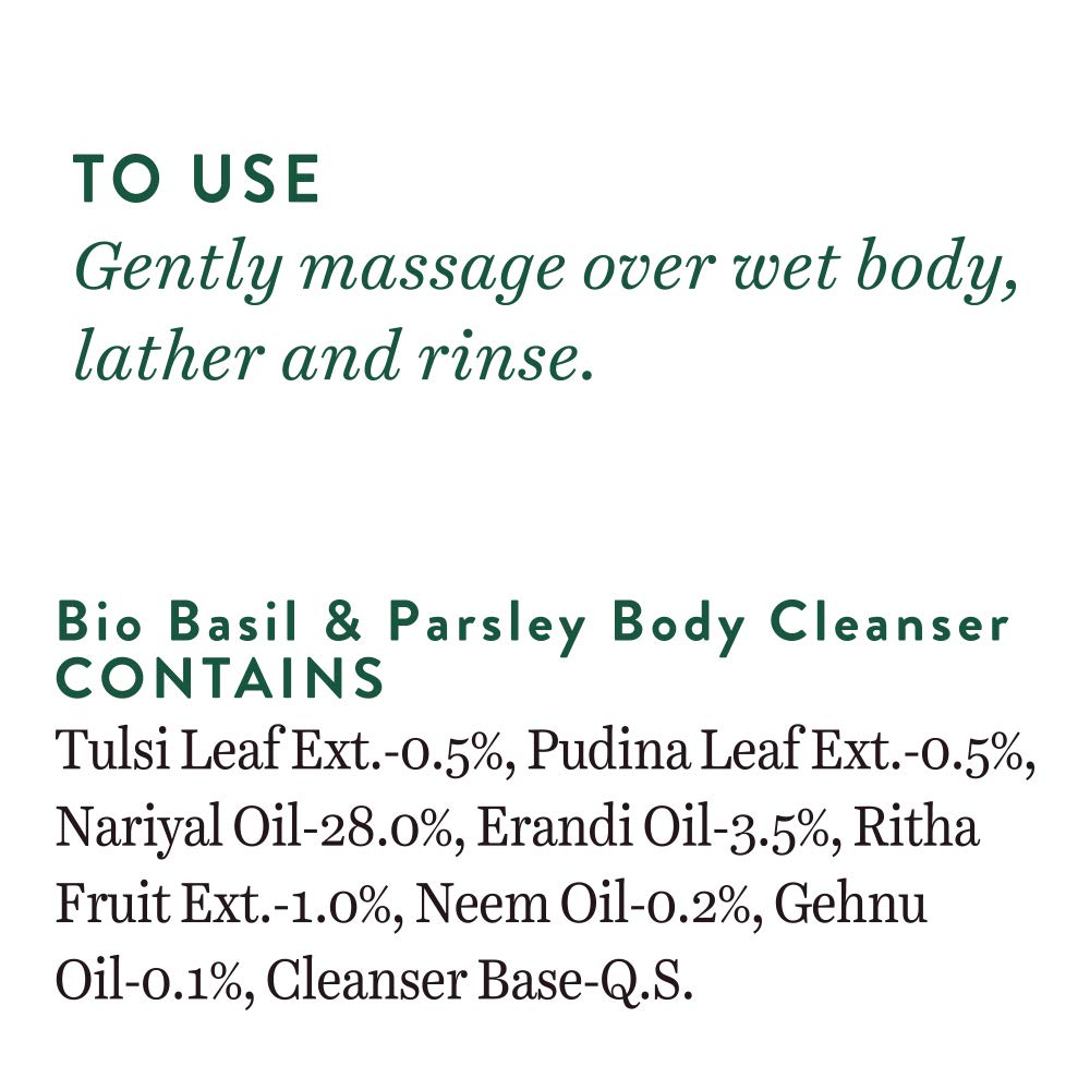 Biotique Basil & Parsley Revitalizing Body Wash | Soften Skin | Provides Natural Brightness | Deeply Cleanses | 100% Botanical Extracts | Suitable for All Skin Types | 200ml