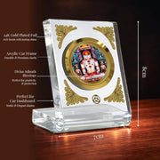 DIVINITI 24K Gold Plated Lord Adinath Acrylic Frame for Car Dashboard, Home Temple & Office Table | Premium Spiritual Gift, Blessings for Protection & Positivity, 8x7 cm Decorative Showpiece